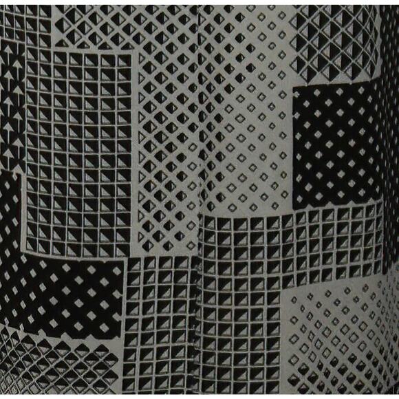 1970s Honeycomb Brand White Brown Polyester Geometric Print Sleeveless Dress - Picture 7 of 8